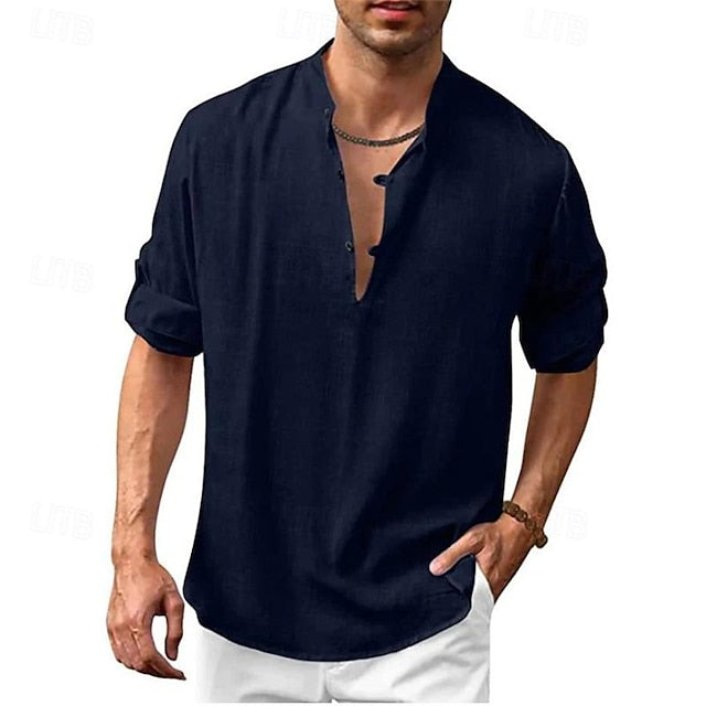 Linen Chinese Men's Shirt Collar Cotton