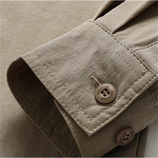 Up Casual Summer Cargo Shirt Men's Button