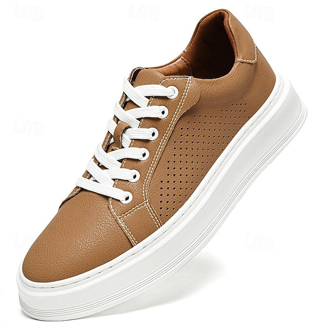Low-Top Faux Green Leather Men's Sneakers