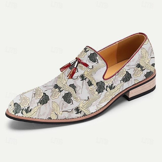 Loafers - with Tassel Jacquard Floral Men's Slip-On Detail