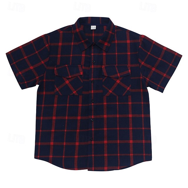Beach Shirt Casual Summer Plaid Men's