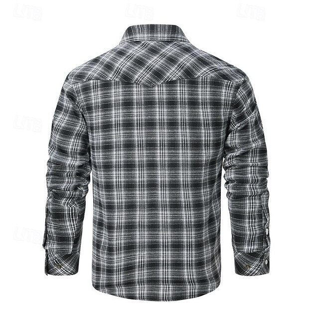 Shirt Casual Up Men's Button Plaid