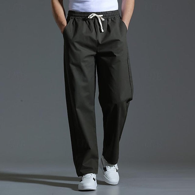 Drawstring Pocket Trousers Pants Casual Men's Waist Elastic