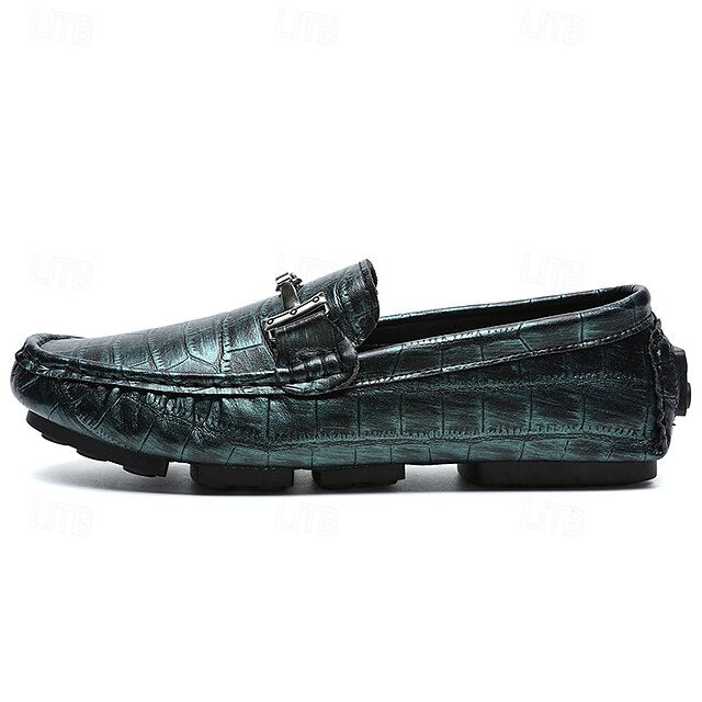 Pattern Leather Faux - Purple Crocodile Men's Loafers