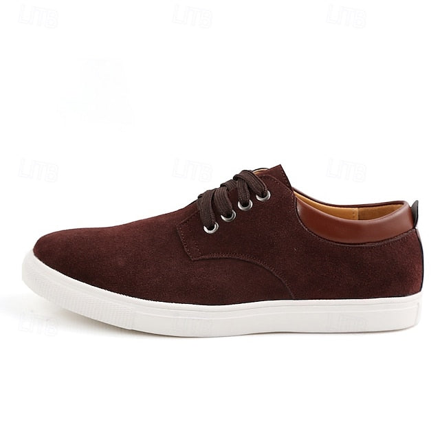 Brown Low-Top Men's Casual Suede Retro Lace-Up – Sneakers
