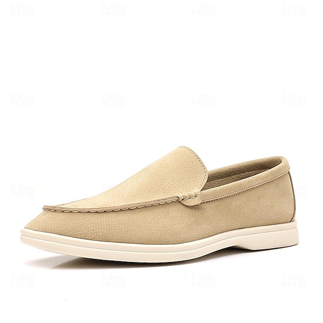 Slip-On Breathable Men's Faux – Casual Light Blue Loafers