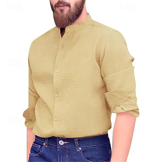 Casual Button Men's Summer Beach Shirt Up