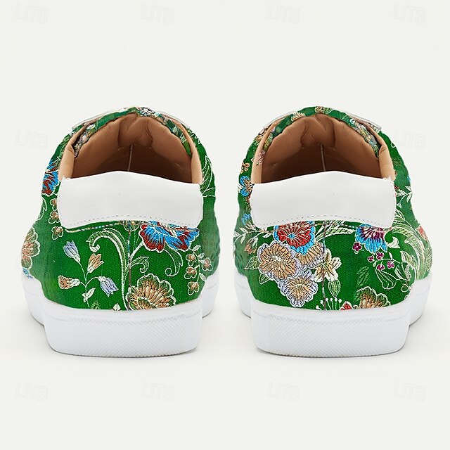 Green Comfortable Men's Jacquard Low-Top Fabric Sneakers
