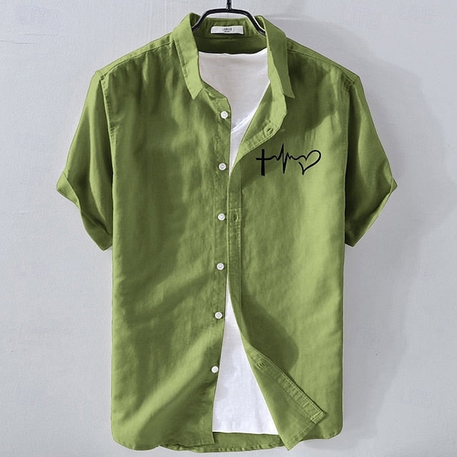 Up Casual Linen Cotton Button Men's Shirt