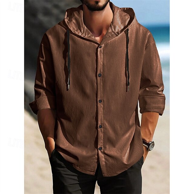 Shirt Beach Summer Up Button Casual Men's