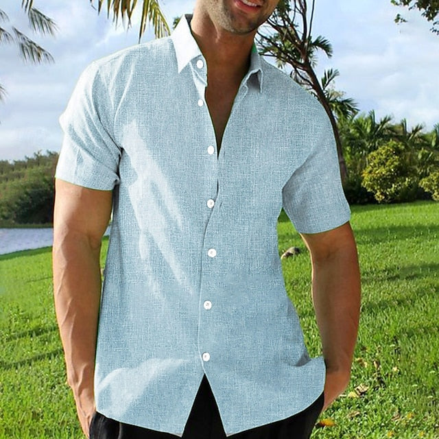 Linen Summer Up Button Shirt Hawaiian Men's