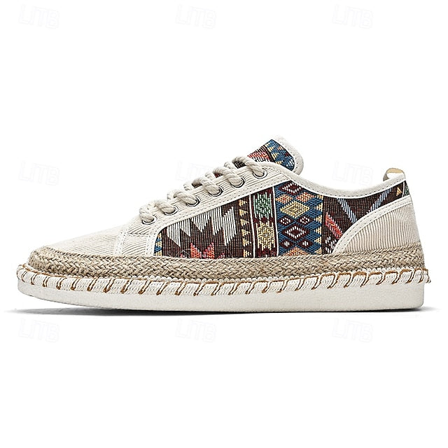 Casual with and Jute Men's Print Tribal Sneakers Canvas