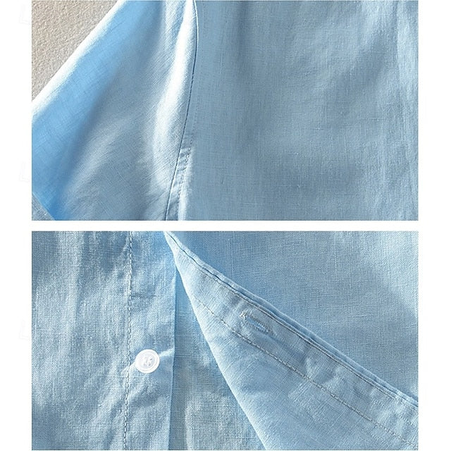 Up Button Linen Men's Cotton Casual Shirt