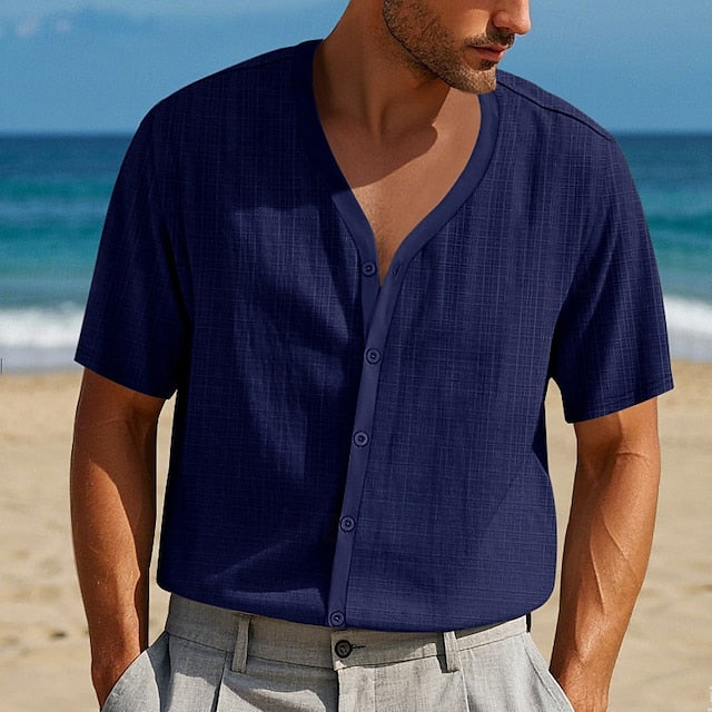 Up Summer Button Casual Beach Shirt Men's
