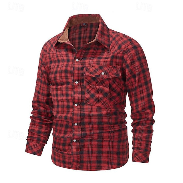 Shirt Casual Up Men's Button Plaid