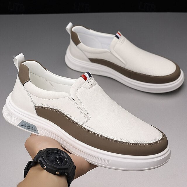 White and Accent with Men's Brown Sneakers Slip-On
