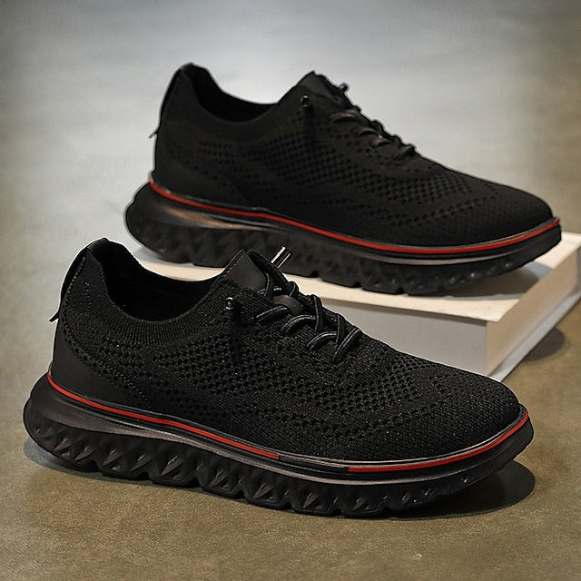 Breathable Men's Sneakers – Lightweight Knit Lace-Up