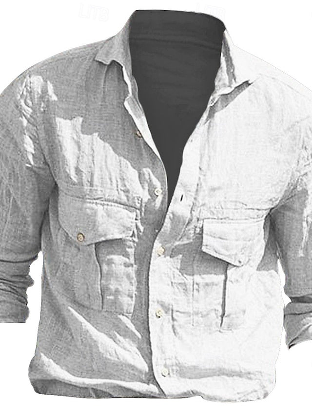 Summer Daily Plain Beach Shirt Men's Black Casual