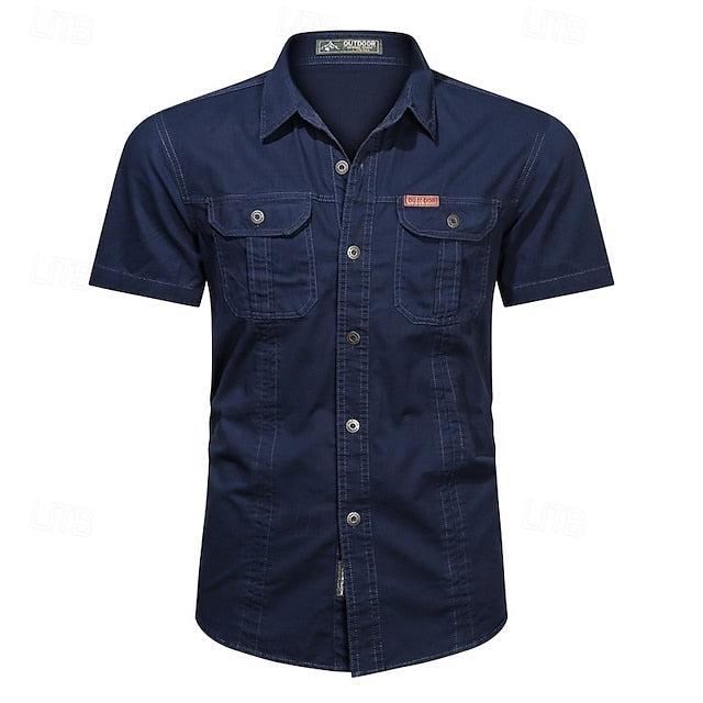 Up Shirt Men's Button Casual Summer Cargo