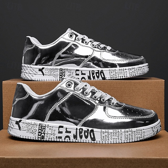 Printed Metallic Gold Sneakers Men's with Sole - Stylish