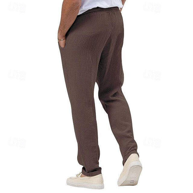 Seersucker Shorts Men's Trousers Beach Pants Casual