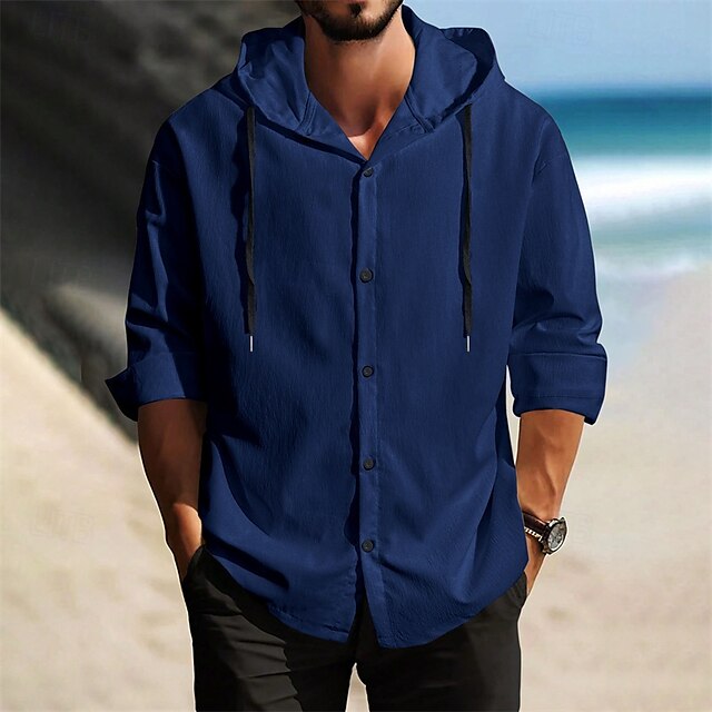 Shirt Beach Summer Up Button Casual Men's