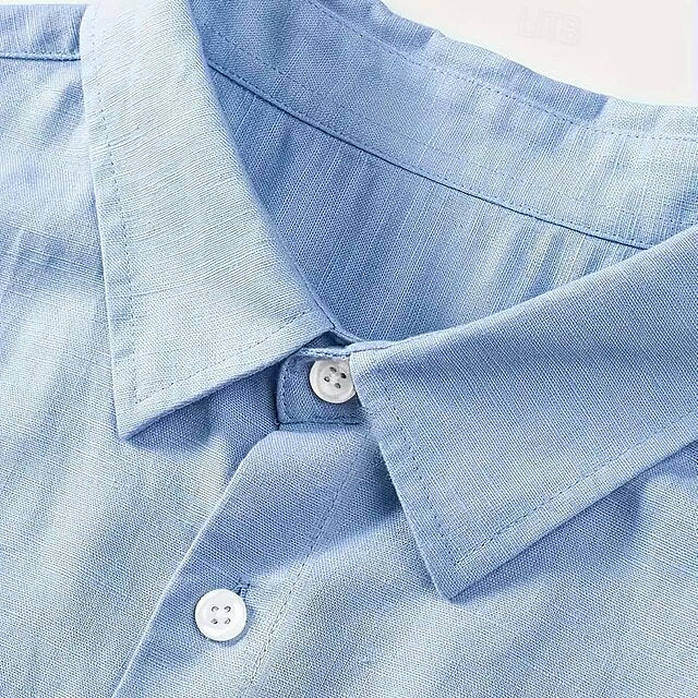 Wine Shirt Cotton Plain Men's Linen Black White Vacation