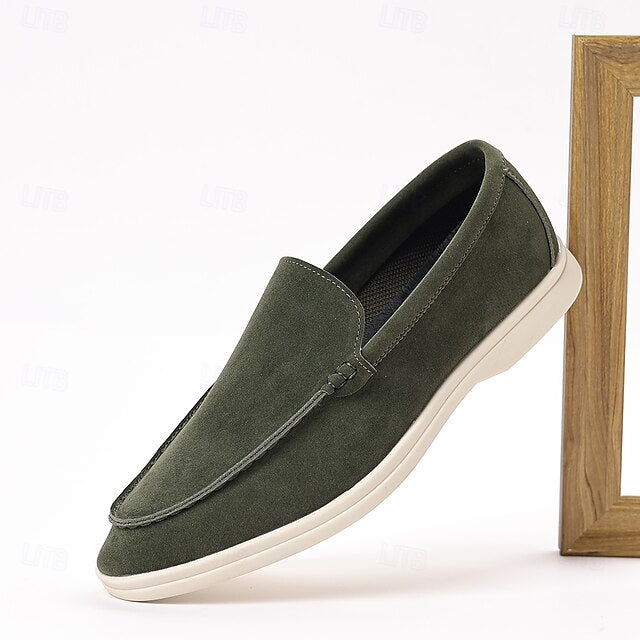 Slip-On Breathable Men's Faux – Casual Light Blue Loafers