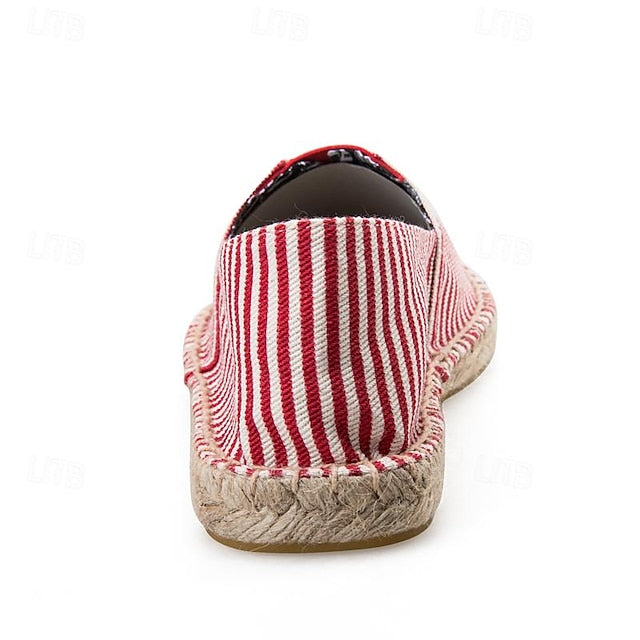 Striped Espadrilles: Red Nautical Men's and White