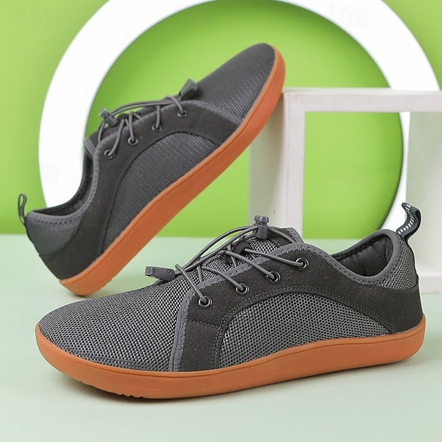 Sole with Gray Sneakers – Knit Breathable Orange Men's