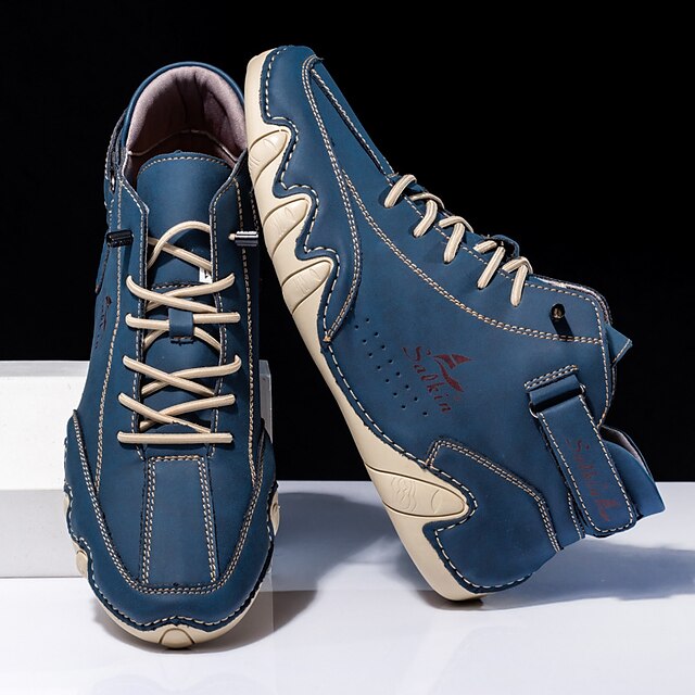 Teal Stylish Handmade Men's High-Top Lace-Up - Boots Suede