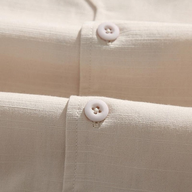 Men's Cotton Linen Shirt White
