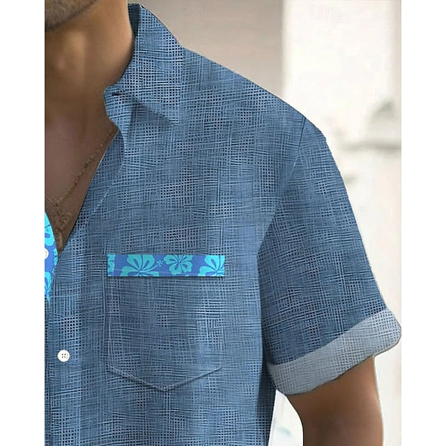 Casual Beach Up Summer Shirt Button Men's
