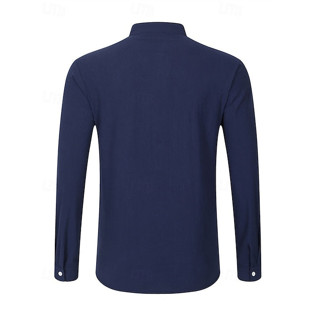 Linen Men's Shirt Casual Popover Cotton