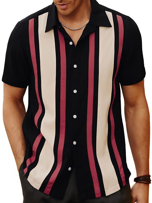 Bowling Men's Summer Button Shirt Casual