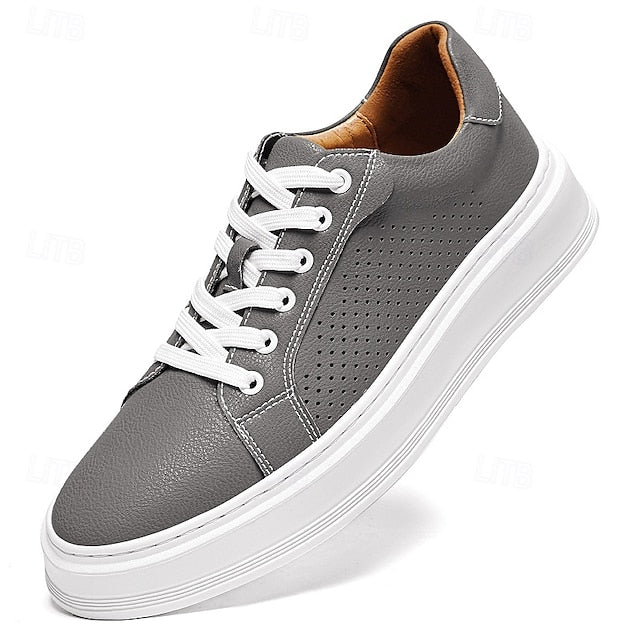 Low-Top Faux Green Leather Men's Sneakers