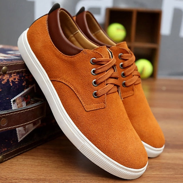Brown Low-Top Men's Casual Suede Retro Lace-Up – Sneakers