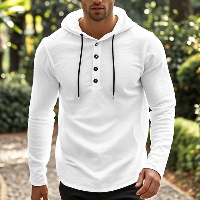 Beach Men's Shirt Solid Wear Color Plain Hooded /