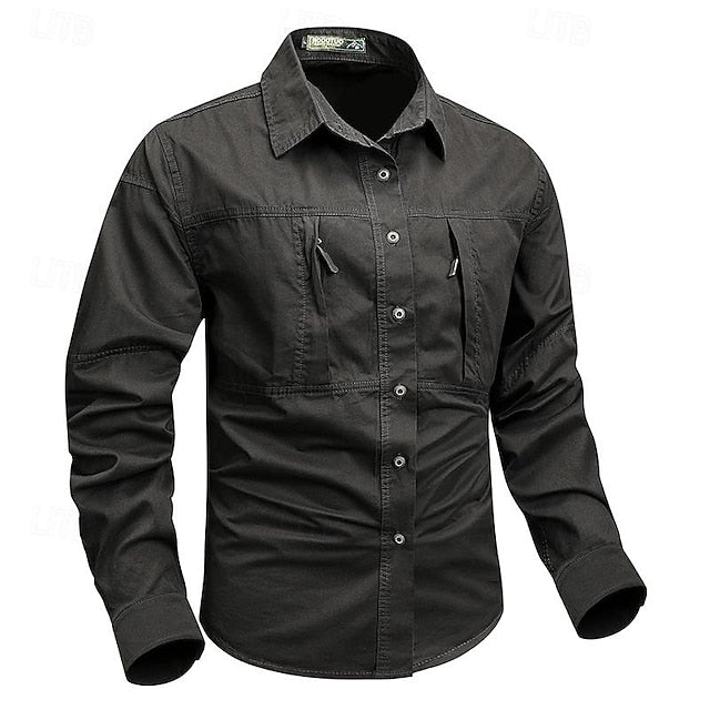 Button Men's Casual Workwear Work Shirts Shirt