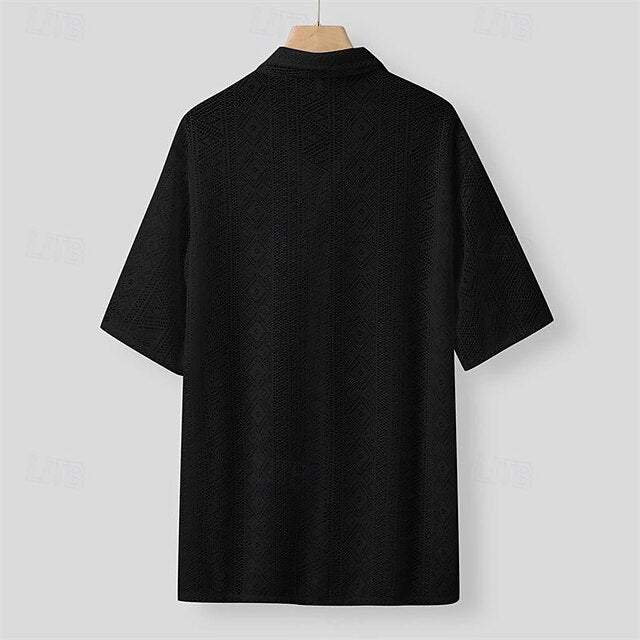Casual Summer Button Men's Shirt Up Beach