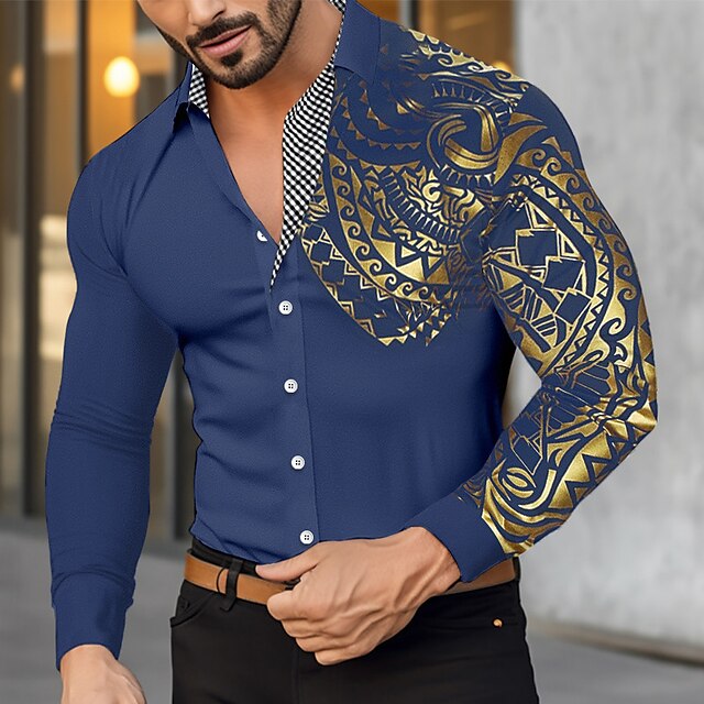Office Button Men's Up Casual Shirt Bronzing