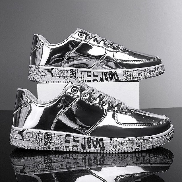 Printed Metallic Gold Sneakers Men's with Sole - Stylish
