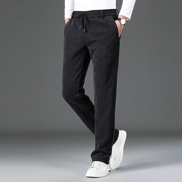 Colored Pants Trousers Solid Corduroy Casual Men's