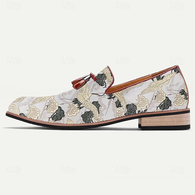 Loafers - with Tassel Jacquard Floral Men's Slip-On Detail