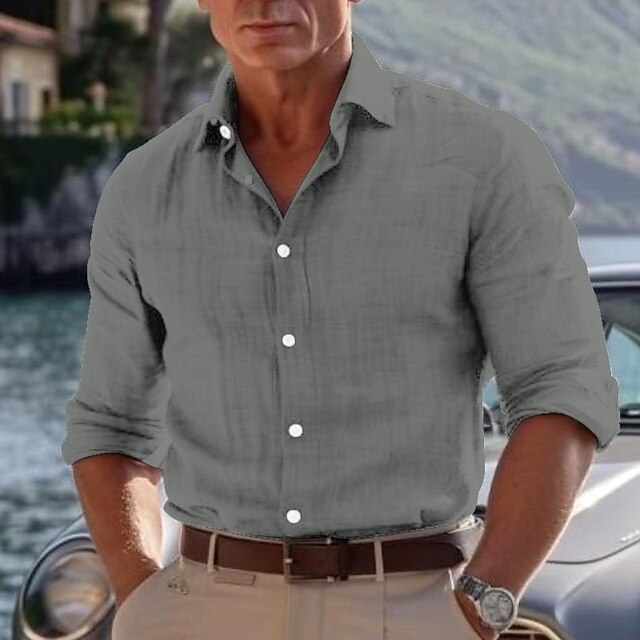 White khaki Dark Black Men's Shirt Cotton Blue Light Gray