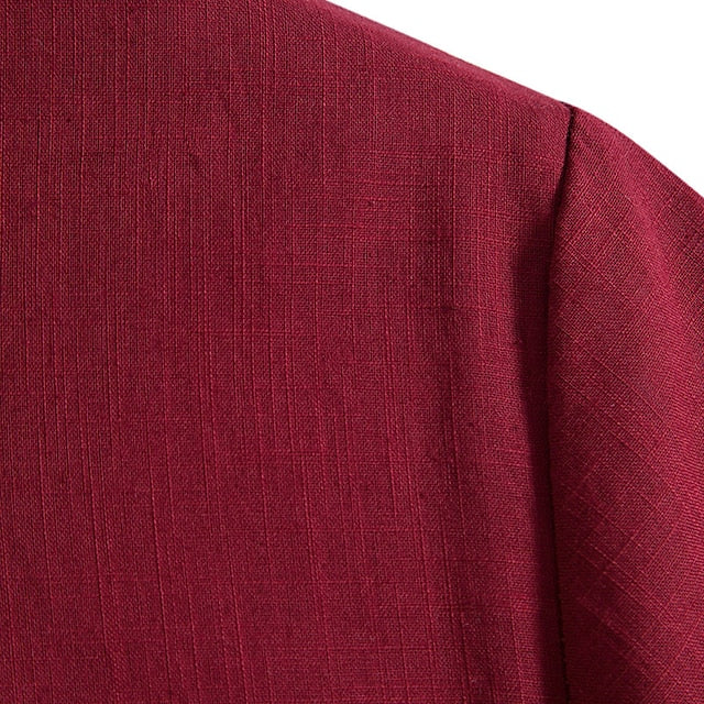 Chinese White Shirt Men's Cotton Linen Collar