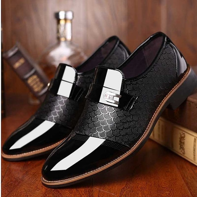 Brown Faux Men's Suede and Pattern Crocodile with Loafers