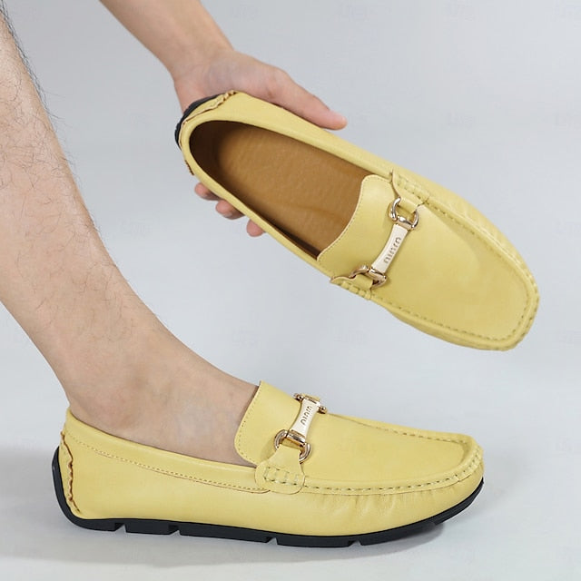 with Moccasins Men's Yellow Buckle Metal