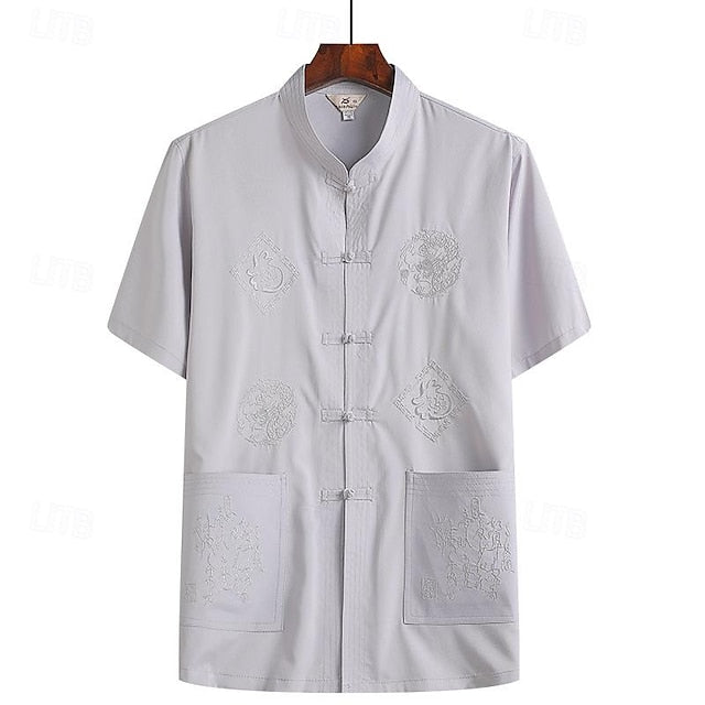 Shirt Collar Mandarin Chinese Men's