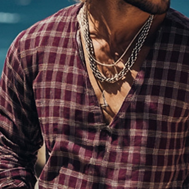 Linen Summer Solid Beach Men's Shirt